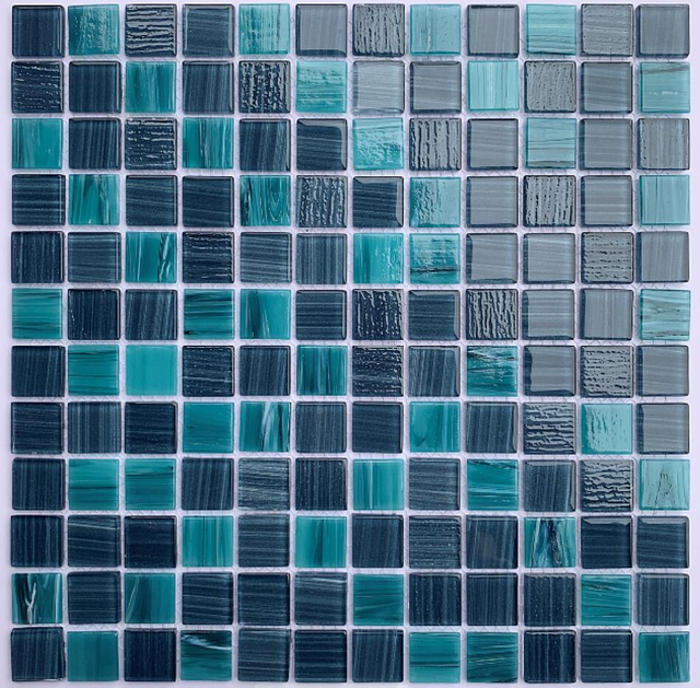 Square Mixed Color Pure Blues Crystal Glass Mosaic