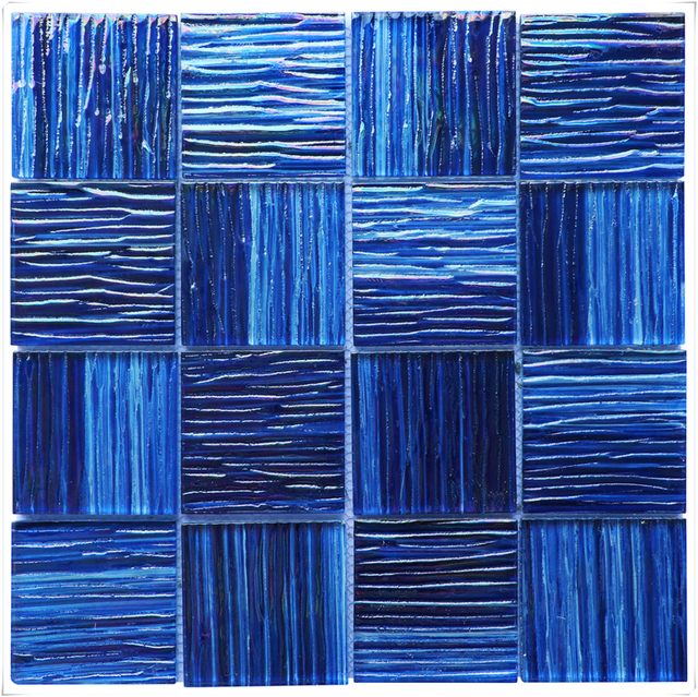 Foshan Manufacturer Wholesales Dark Blue Glass Mosaic Tile