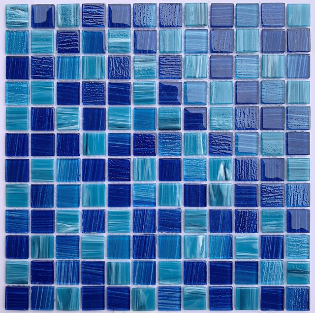 Blue Shining Glass Mosaic Tile for Swimming Pool