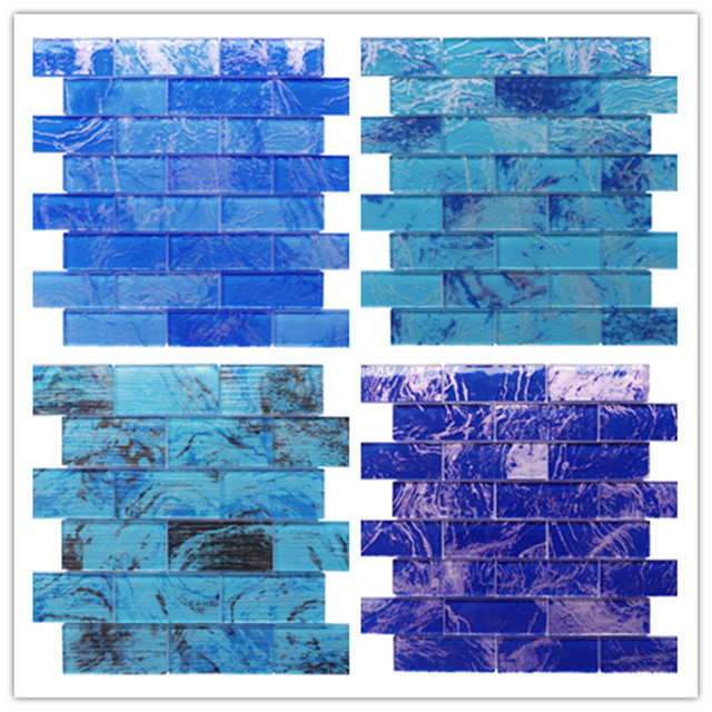 1.5x4 Inkjet Printing Glass Mosaic Tile For Swimming Pool