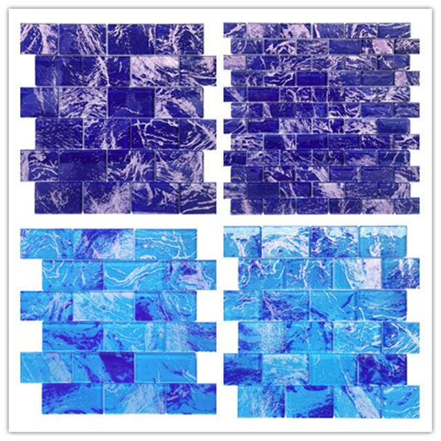 Inkjet Crystal Glass Mosaic Pool Tiles