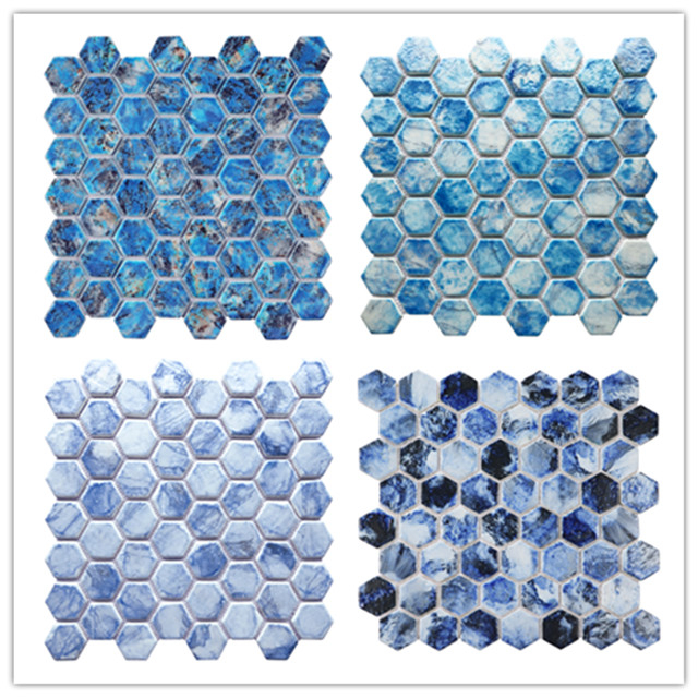 Hexagonal Wall Decoration Glass Mosaics for Indoor