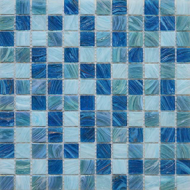Blue 23x23mm Goldenline Glass Mosaic for Swimming Pool