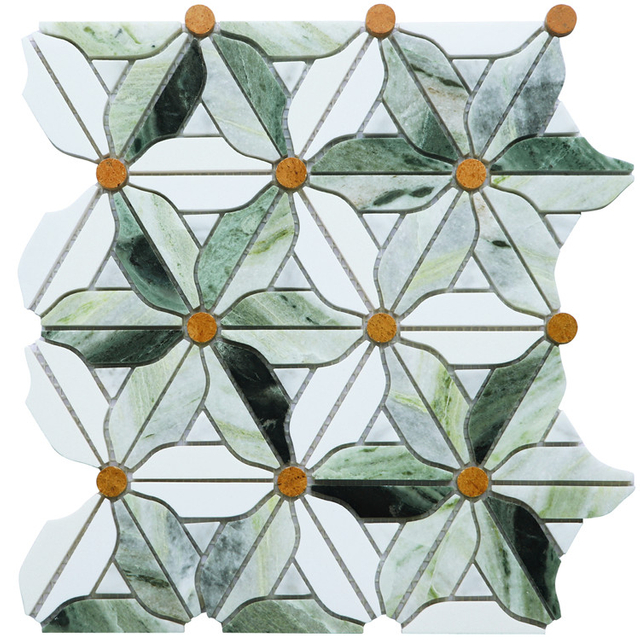 Marble Stone Mosaic Green Natural Stone Mosaic Wall Tile