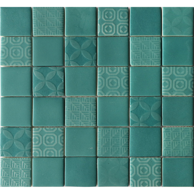 Factory Inkjet Green Square Pattern Wall Tile