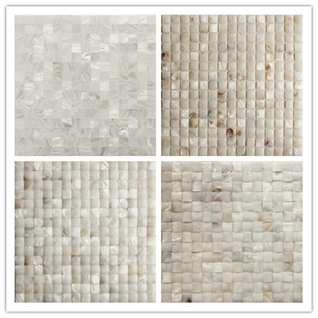 Backsplash Tiles White Walls Shell Mosaic Tile