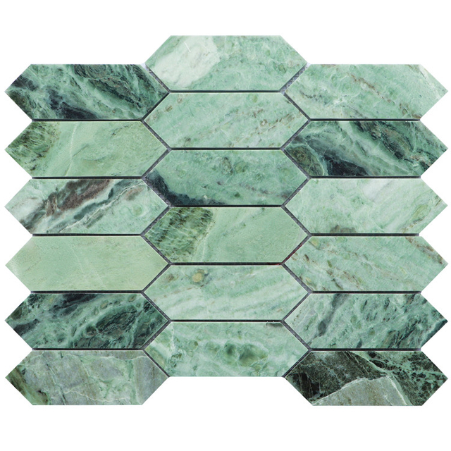 Irregular Size Design Green Marble Mosaic