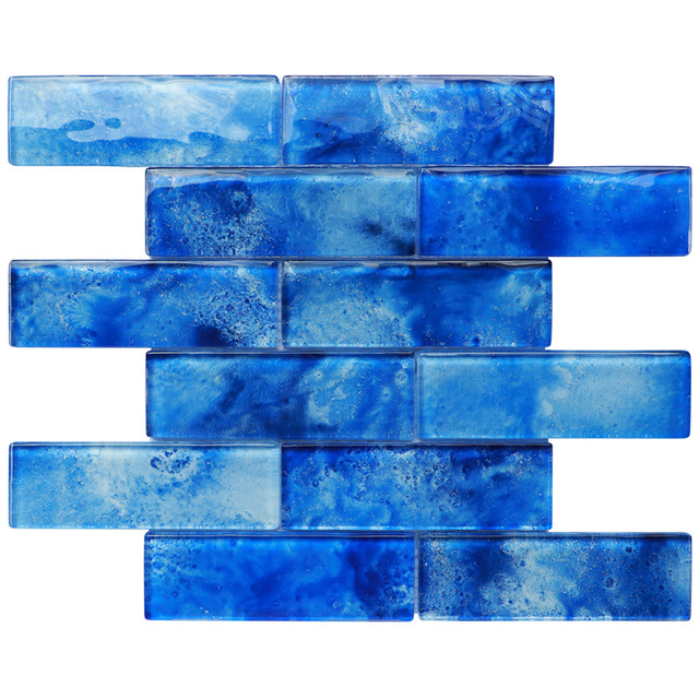 Hand Brush Blended Blues Glass Mosaic for Pool