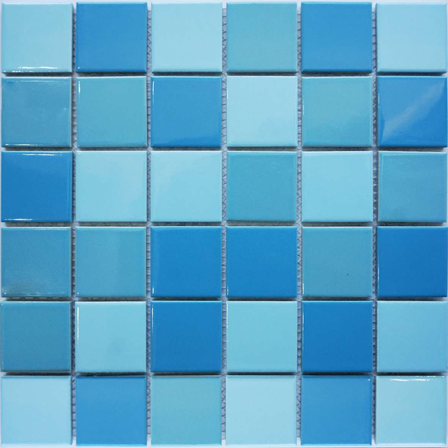 Glazed Square 2x2 Blue Ceramic Mosaic Floor Tile