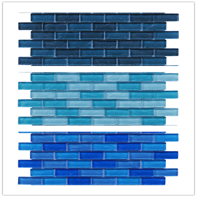 Modern Dark Blue Modern Glass Pool Mosaic Tile