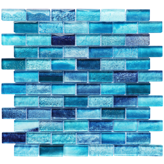 Crystal Blend Blue Glass Mosaic For Swimming Pool