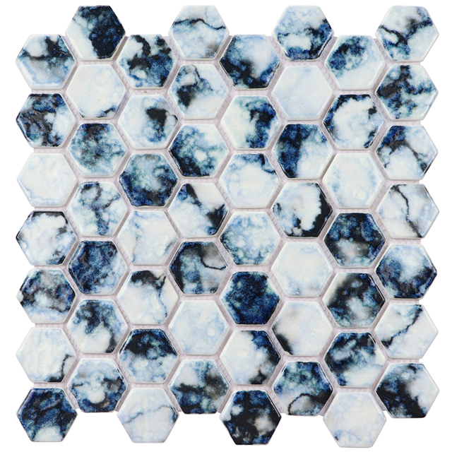 Glass Tile Colored Hexagon Floor Mosaic Wall Tile