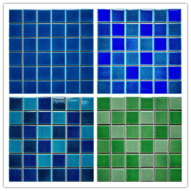 Caribbean Blue Ice Crack Ceramic Pool Mosaic