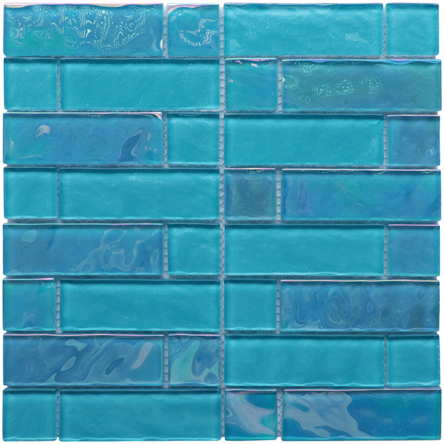 Rainbow Iridescent Effect Blue Glass Mosaic for Floor