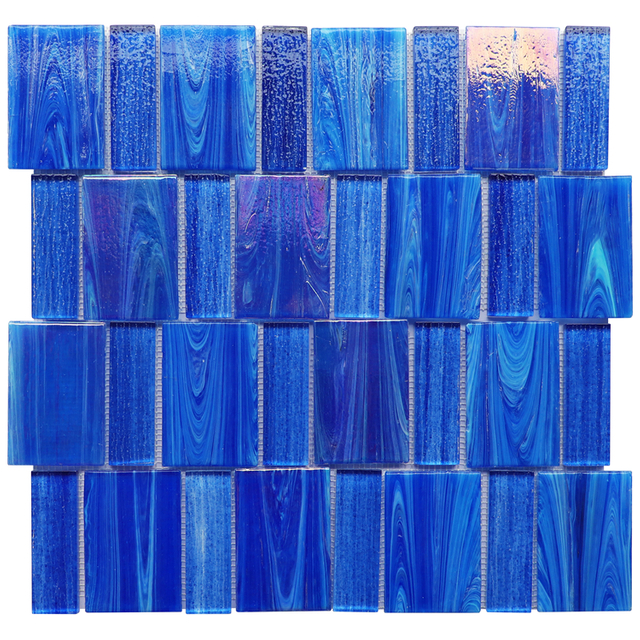 Foshan Mosaic Blue Mix Hot Melt Glass Mosaic For Swimming Pool