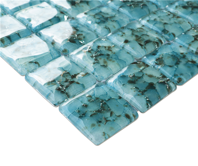 Ice Crackle Surface Cyan Crystal Glass Mosaic