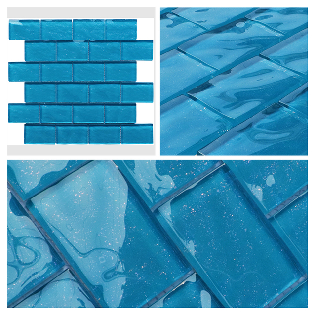 Swimming Pool Wall Blue Color Glass Mosaic Tile