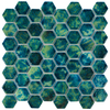 Modern Green Hexagon Glazed Glossy Glass Mosaic Tile