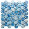 Modern Green Hexagon Glazed Glossy Glass Mosaic Tile