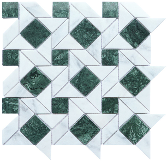 Foshan Marble Mosaic White Green Marble Mosaic