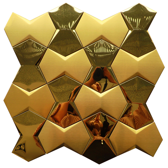 Irregular Gold Metal Glass Steel Mosaic For Backsplash