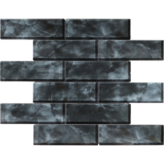 Digital Printing Black Inkjet Glass Mosaic Tile Backsplash