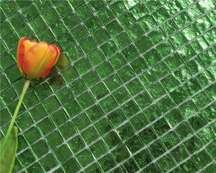 Blackish Green Stained Small Square Glass Mosaic Tiles