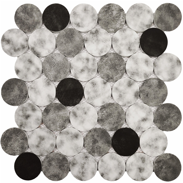 Inkjet White Black Recycled Glass Mosaic