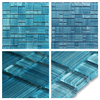 Hand Painting Blue Brush Mixed Glass Mosaic