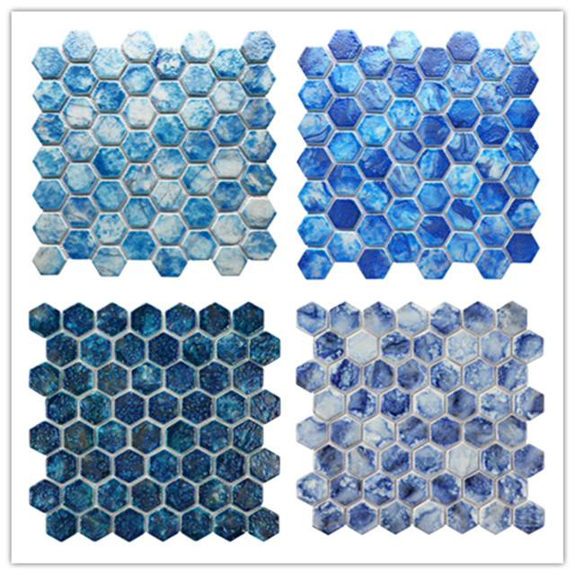 2024 New Design Glass Wall Mosaic Hexagon Tile Mosaic