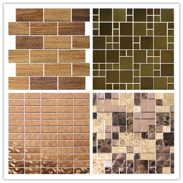 Copper Backsplash Rectangle Shape Mosaic Wall Tile