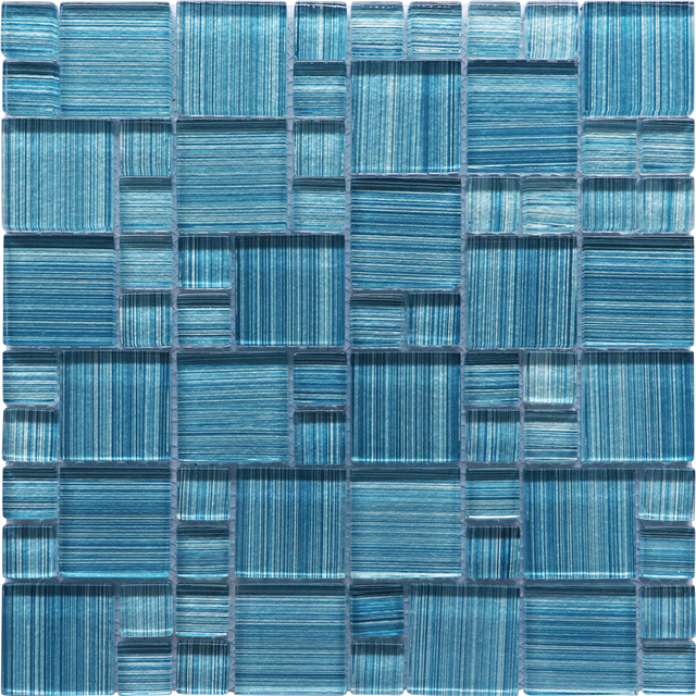 Hand Painting Blue Glass Pool Mosaic Tile