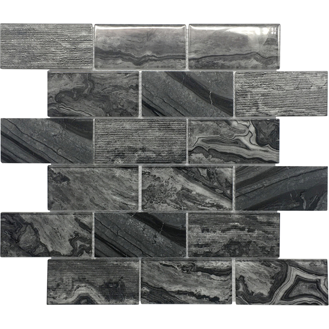 Modern Black 48x98mm Laminated Glass Tile Factory