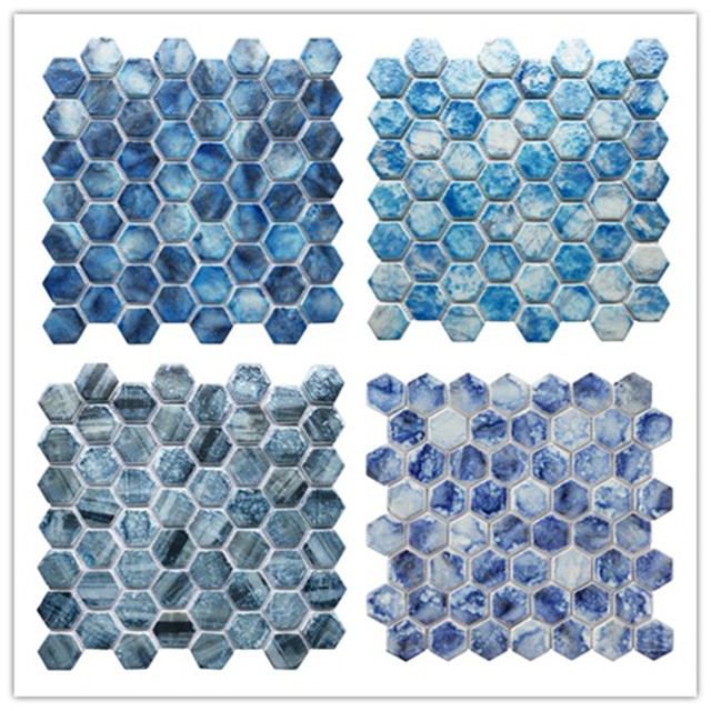 Foshan Manufacturer Fashion Glass Hexagon Mosaic Tile