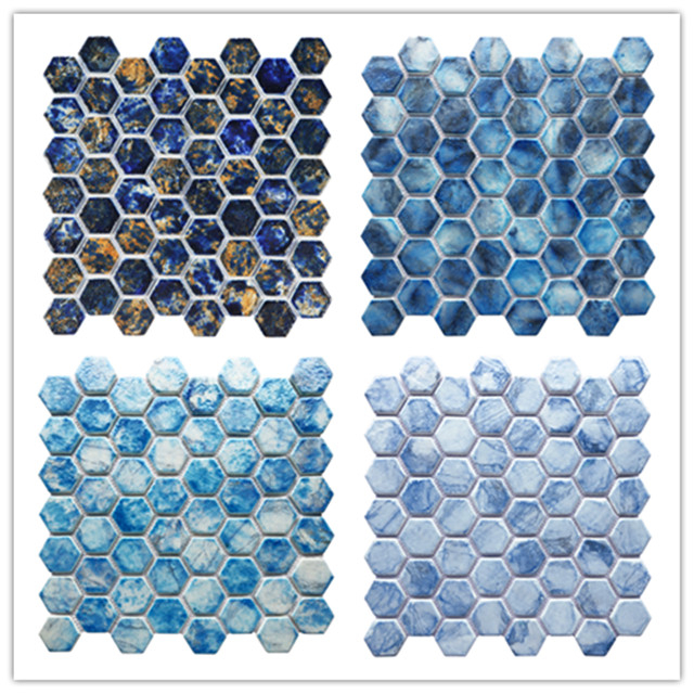 Fashion Design Hexagon Pattern Glass Mosaics Tiles