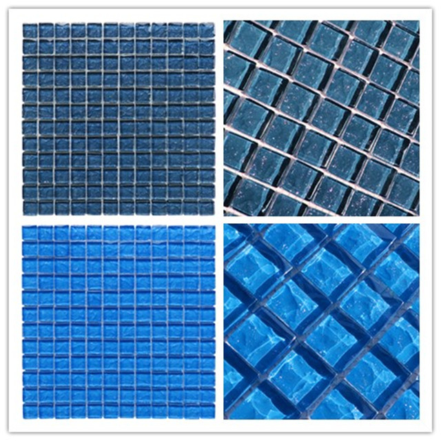 1x1" Dark Blue Crystal Glass Tile Mosaic