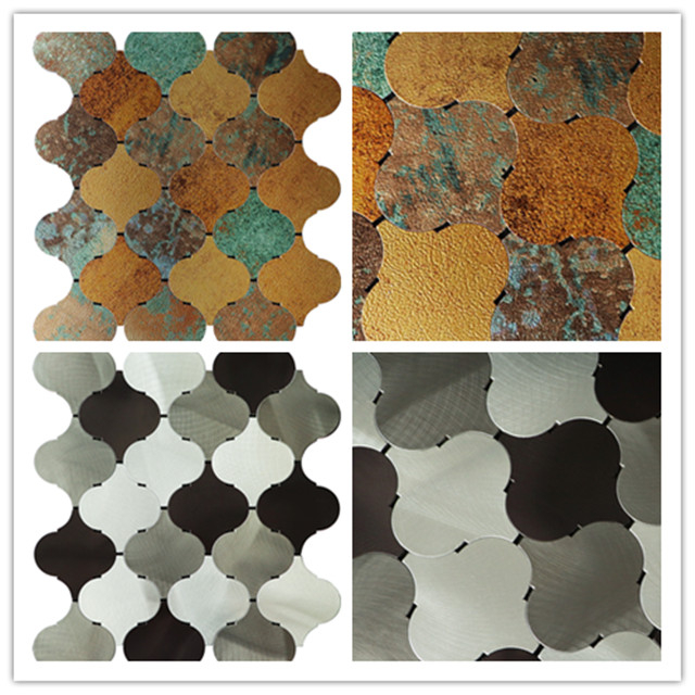 Silver Color Lantern Peel And Stick Metal Mosaic Tile