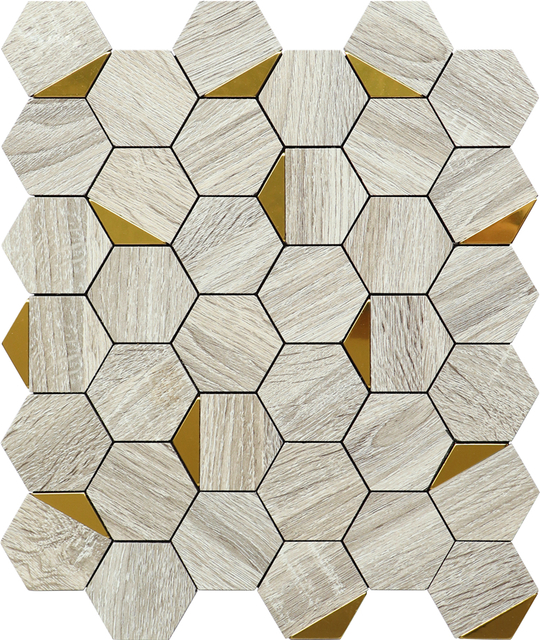 Self-adhesive Pvc Mosaic Aluminium Hexagon Peel And Stick Tiles