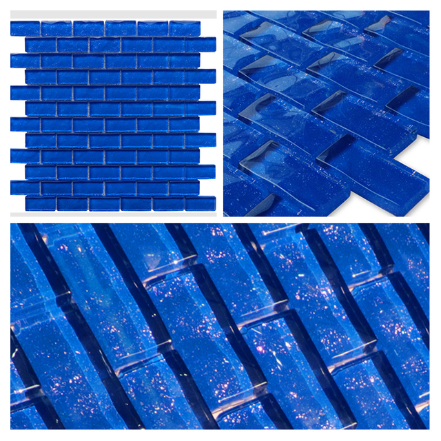 Iridescent Shiny Blue Glass Mosaic for Wall Decoration