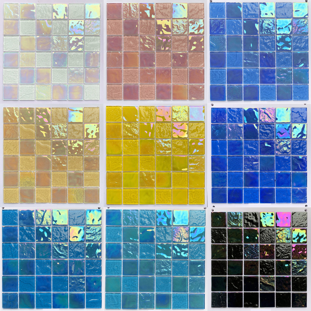 Iridescent Square Glass Mosaic Tile