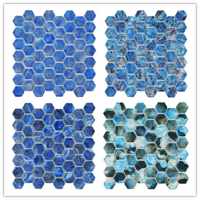 China Factory Wholesale Glass Tile Hexagon Shape Mosaic