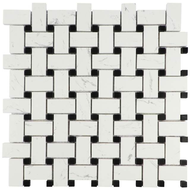 Strip White Marble Mosaic with Twist Chips