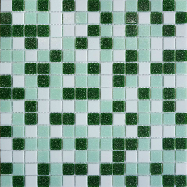 20X20 Green Mixed Square Glass Mosaic Tile