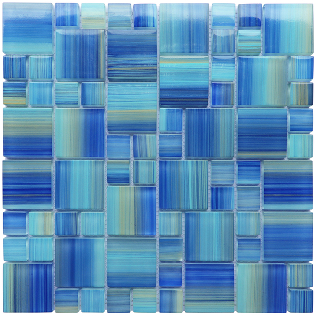 Ocean Blue Square Glass Mosaic Tile For Swimming Pool