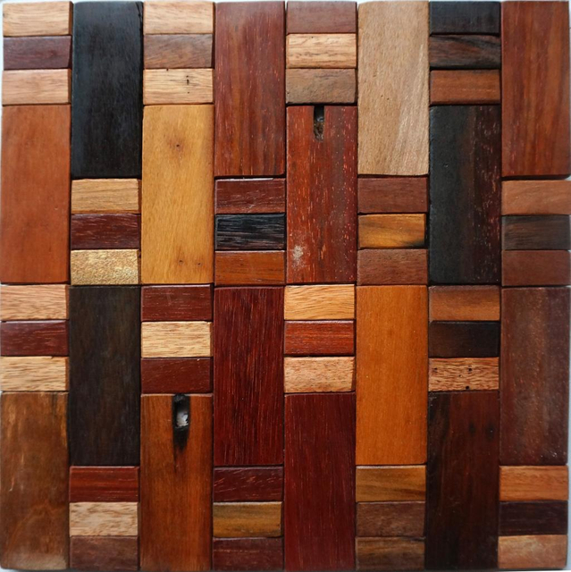 Indoor Backsplash 3d Effect Wood Tile Mosaic